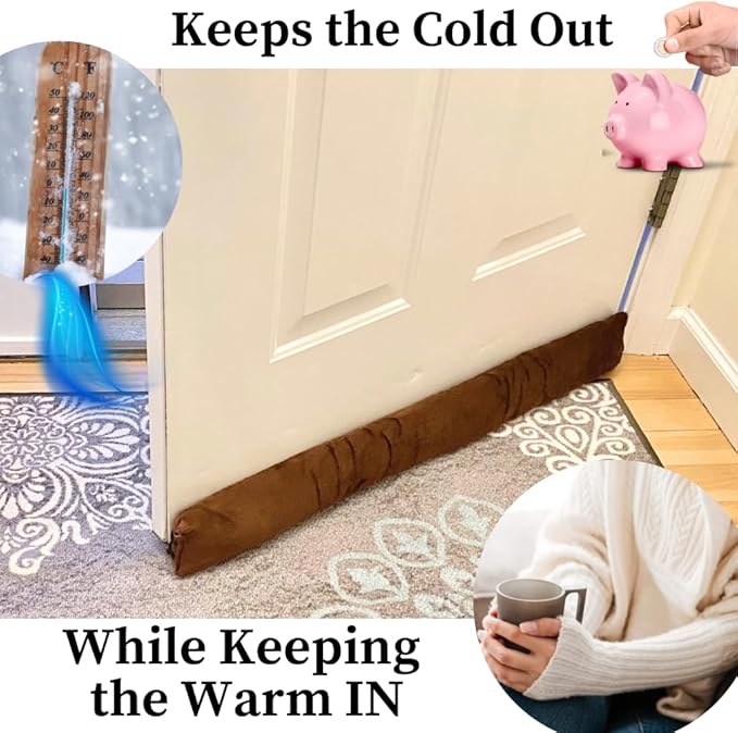 Evelots Cold, Hot Air Door Draft Stopper - Strong Metal Clips - Block Cold Air, Noise, Dust - Warm & Quieter Home- No Need to Bend Down- 36 Inch Wide - for Door Gaps up to 1 Inch - Save Energy
