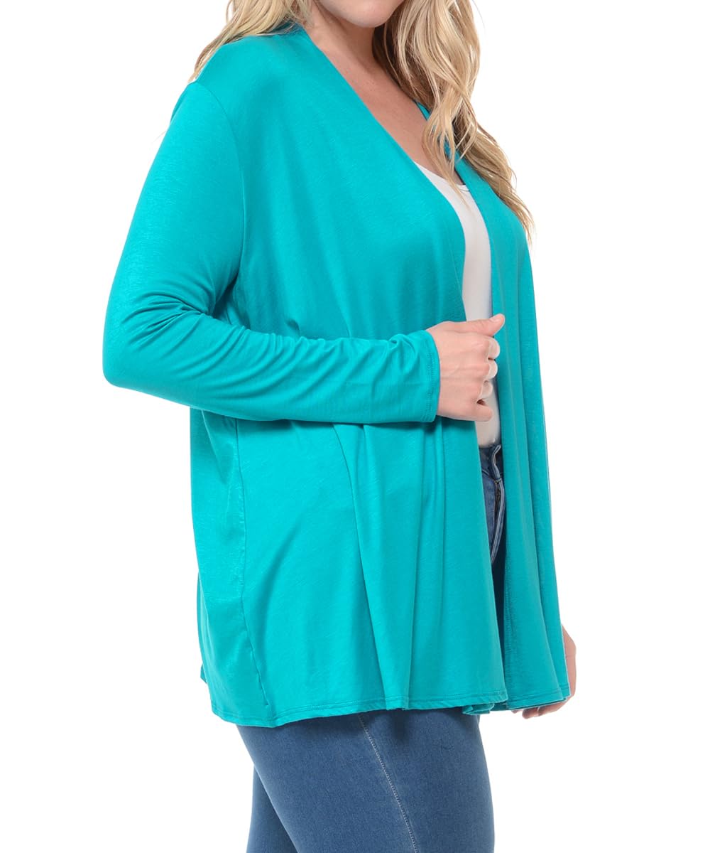 Pastel by Vivienne Women's Long Sleeve Jersey Plus Size Cardigan X-Large Jade
