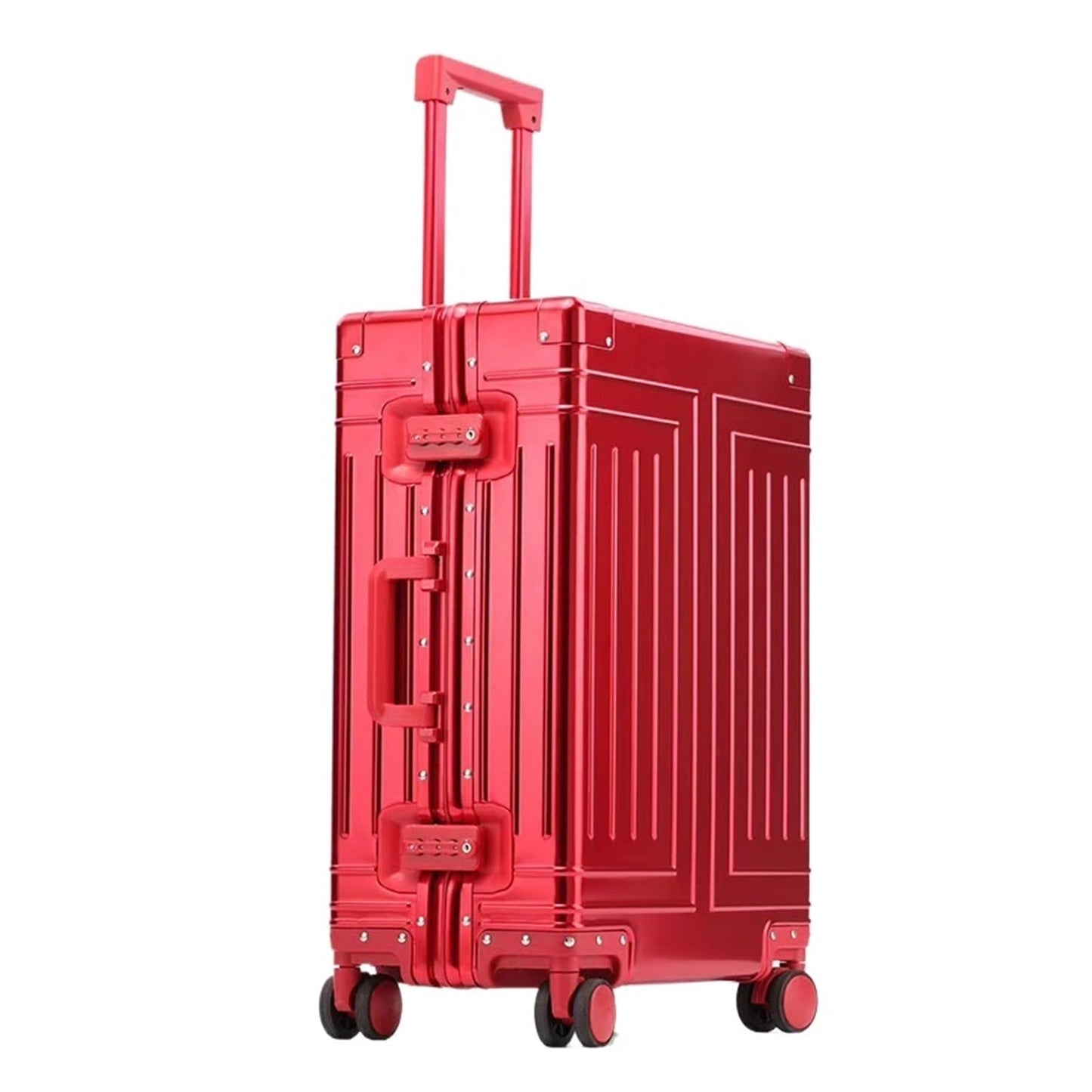 MUdson Trunk 20" 24" 26" 29" Inch Aluminum Trolley Suitcase Metallic Cabin Luggage Trolly Bag with Wheels Durable (Color : Green, Size : 20")