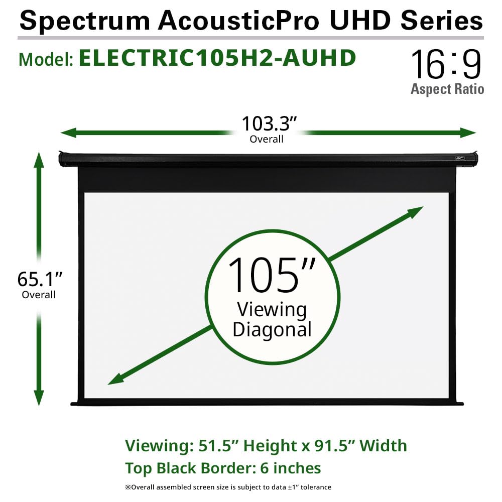 Elite Screens Acoustically Sound Transparent Spectrum Electric AcousticPro UHD,105-INCH Motorized Projector Screen Swift-RC1 Remote Kit Moiré-Free Perforated Weave Home Cinema, ELECTRIC105H2-AUHD