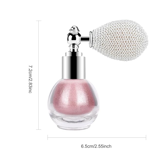 KYDA Highlighter Powder Spray, High Gloss Glitter Spray, Shimmer Sparkling Powder Makeup, for Face and Body Glitter Cosmetic-Soft Pink
