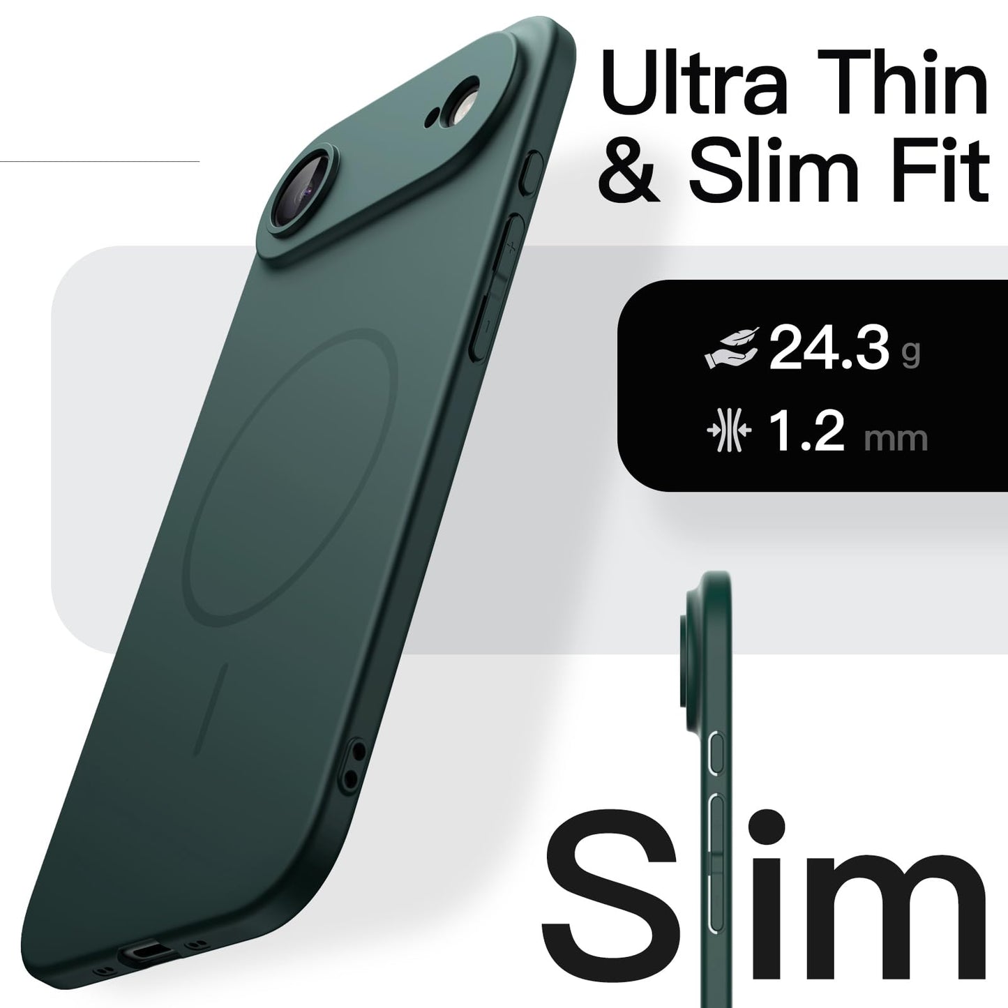 Jetech Magnetic Slim Case For Iphone 17 Air, Compatible With Magsafe, Ultra-Thin Lightweight Minimalist Phone Cover And Full Cam