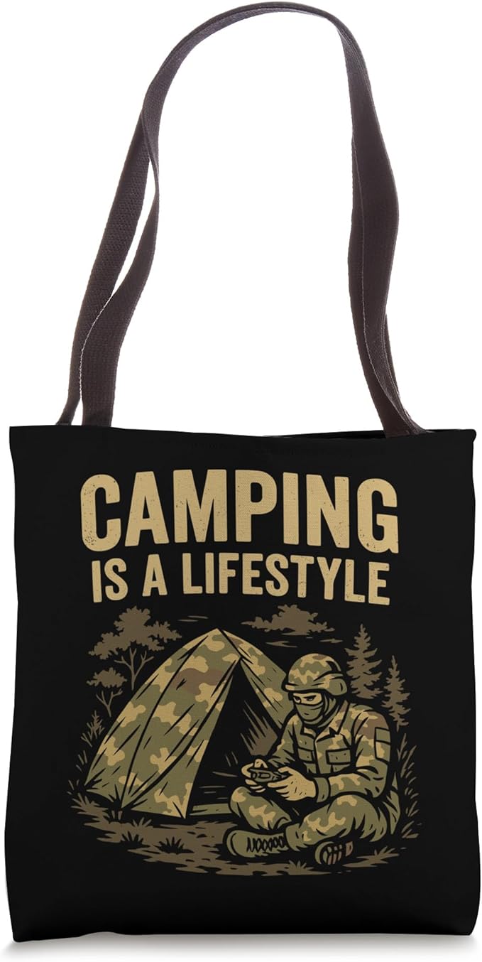 Camping Lifestyle Funny Outdoors Survival Gamer Humor Gaming Tote Bag