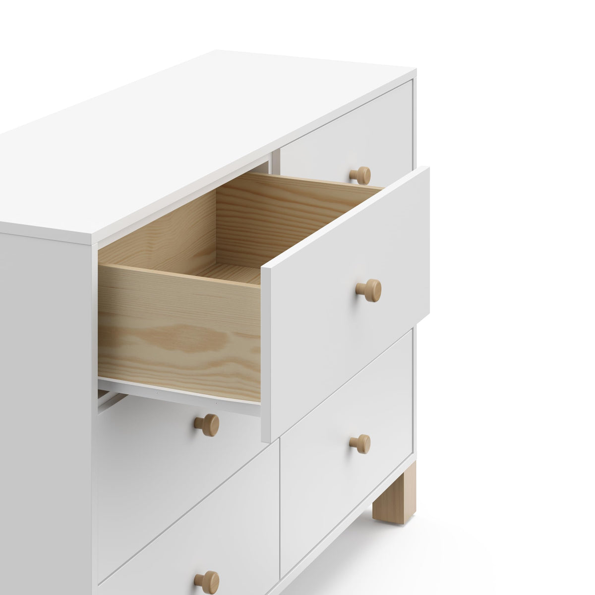 Storkcraft California 6-Drawer Double Dresser (White with Driftwood) - GREENGUARD Gold Certified, Interlocking Drawer System, Dresser Drawer Organizer for Kids Bedroom