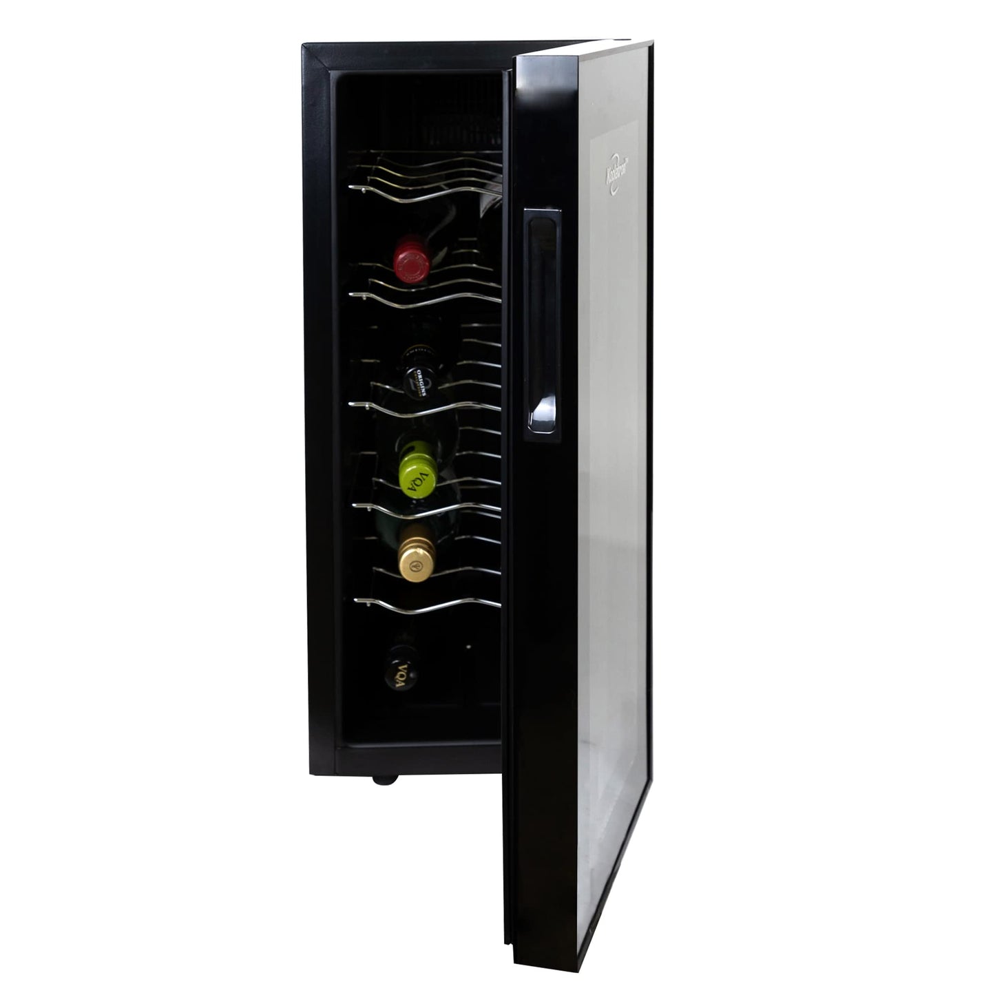 Koolatron Wine Fridge - Wine Cooler, 12 Bottle Wine Cabinet for Champagne, Red & White Wine, Freestanding Cellar For Bar, Home, Small Kitchen, Double Paned Glass Door