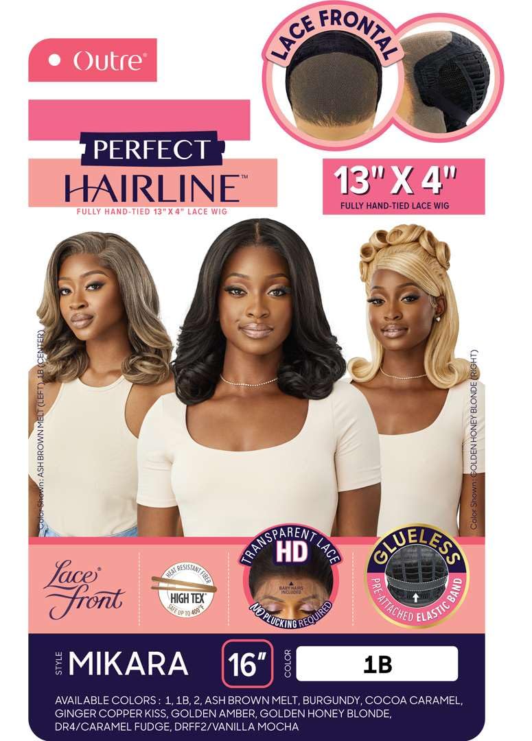 Outre Lace Front Wig - Perfect Hair Line 13X4 - Mikara (OFF BLACK 1B)