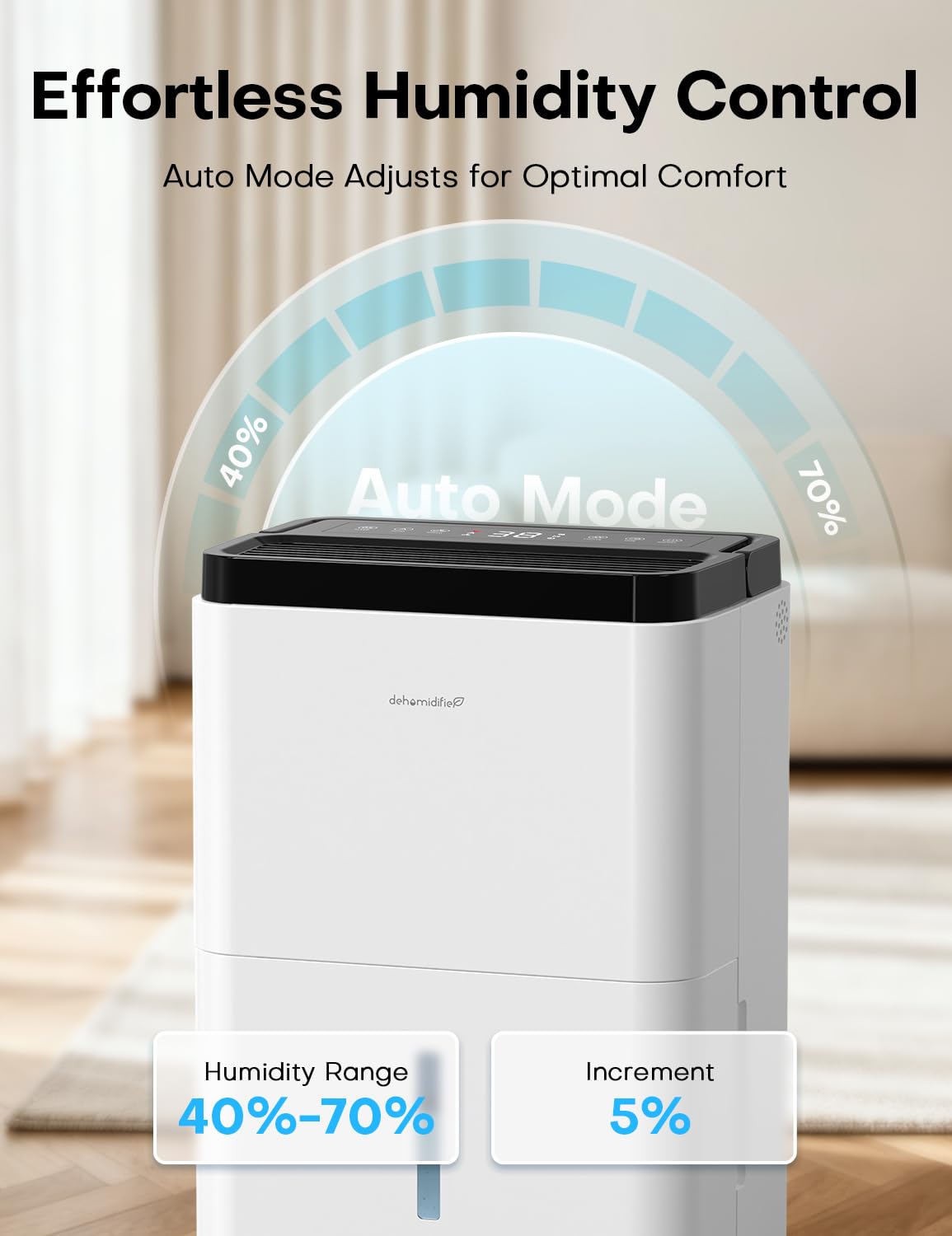 Dehumidifiers for Home Max 35 Pints, Compressor Dehumidifier with Drain Hose, Auto Mode, Dry Clothes, Two Fan Speeds, 24H Timer, Smart Humidity Control, for Bedroom, Basement, Bathroom, Home