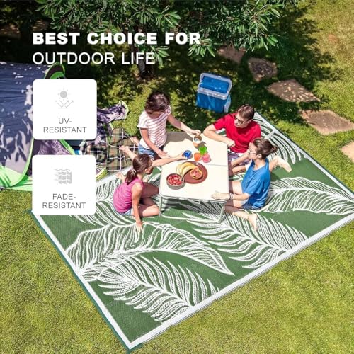 wikiwiki Outdoor Rug, 9x18ft Waterproof Reversible Mat Indoor Outdoor Rugs Carpet, Small Area Rug Plastic Straw Rug for Pa...