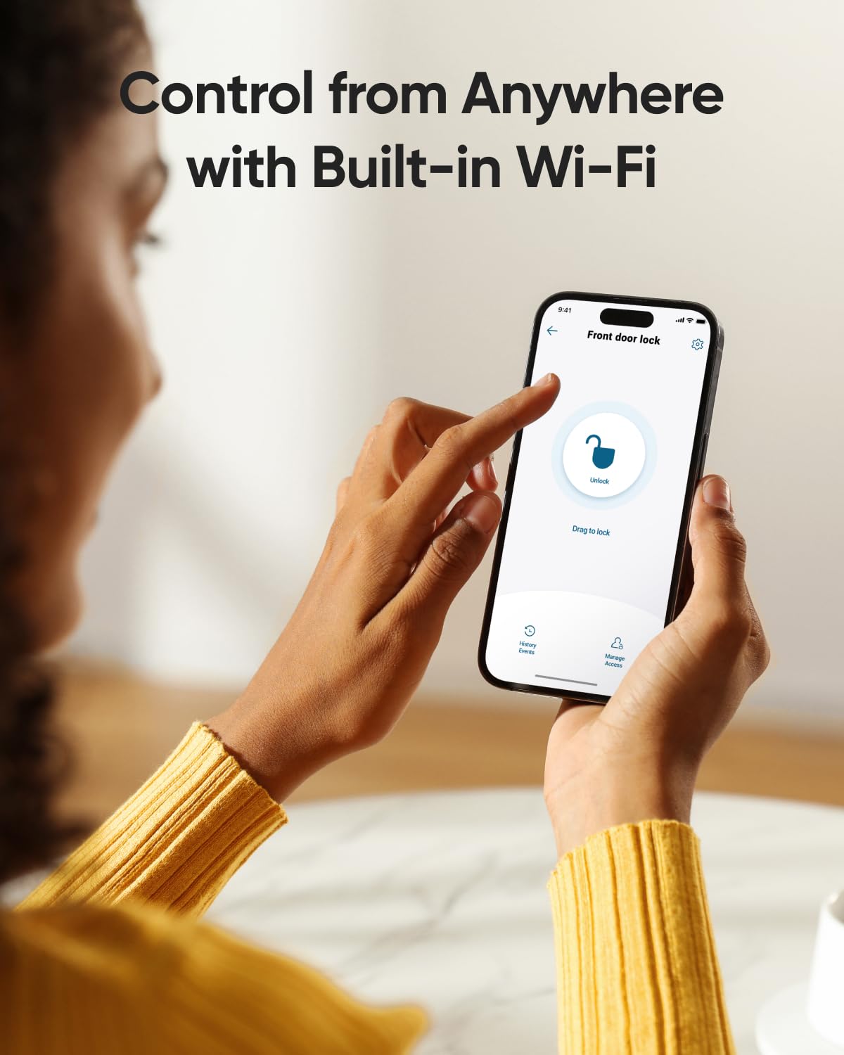 eufy Security Smart Lock C220 Front Door Handle Set, Fingerprint Keypad Door Lock with Handle, Built-in Wi-Fi, App Control, Keyless Entry Deadbolt, 8 Months Battery, IP53 Waterproof, BHMA Certified