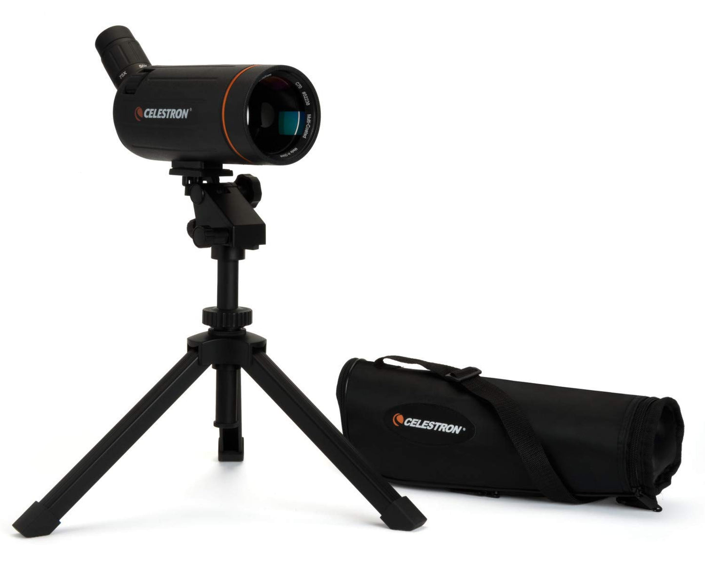 Celestron Mini Mak 70mm Angled Spotting Scope – Maksutov Spotting Scope – Great for Long Range Viewing – 25–75x Zoom Eyepiece – Multi-Coated Optics – Rubber Armored – Tabletop Tripod Included