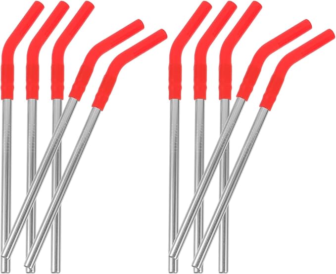 10Pcs Reusable Stainless Steel Straws with Silicone Tips Multipurpose Drinking Straws for Milk Tea Coffee Lightweight Rust-resistant
