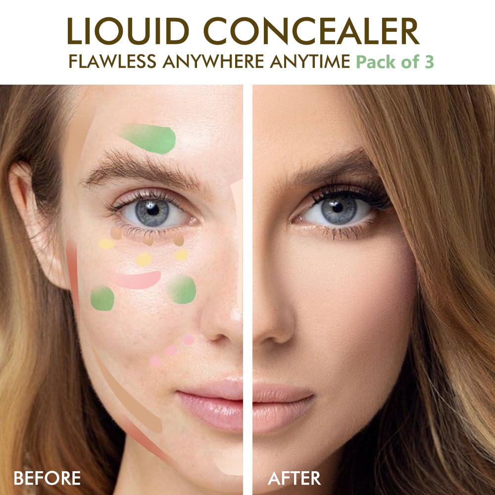 XZMeiLun 2-In-1 3Pcs Camo Concealer Kit, Under Eye Brightener, Long-Lasting Full-Coverage & Highly Pigmented Matte Finish Concea