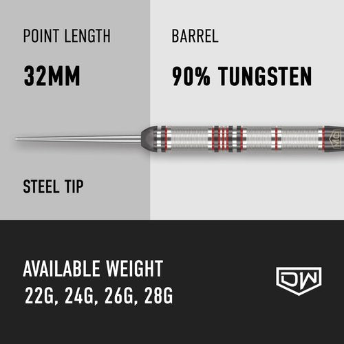 DW Piranha Razor 90% Tungsten Steel Tip Darts 22G, Precision Balanced, Accurate and Durable - Perfect for Professional and Recreational Players