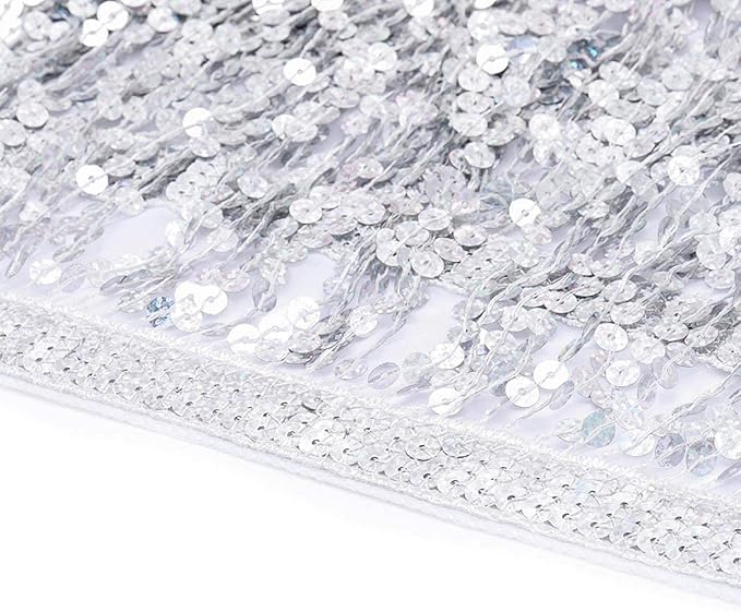 Women Sequin Tassel Skirt Glitter Sparkly Fringe Belly Dance Hip Scarf Skirts Metallic Rave Party Belts Costume