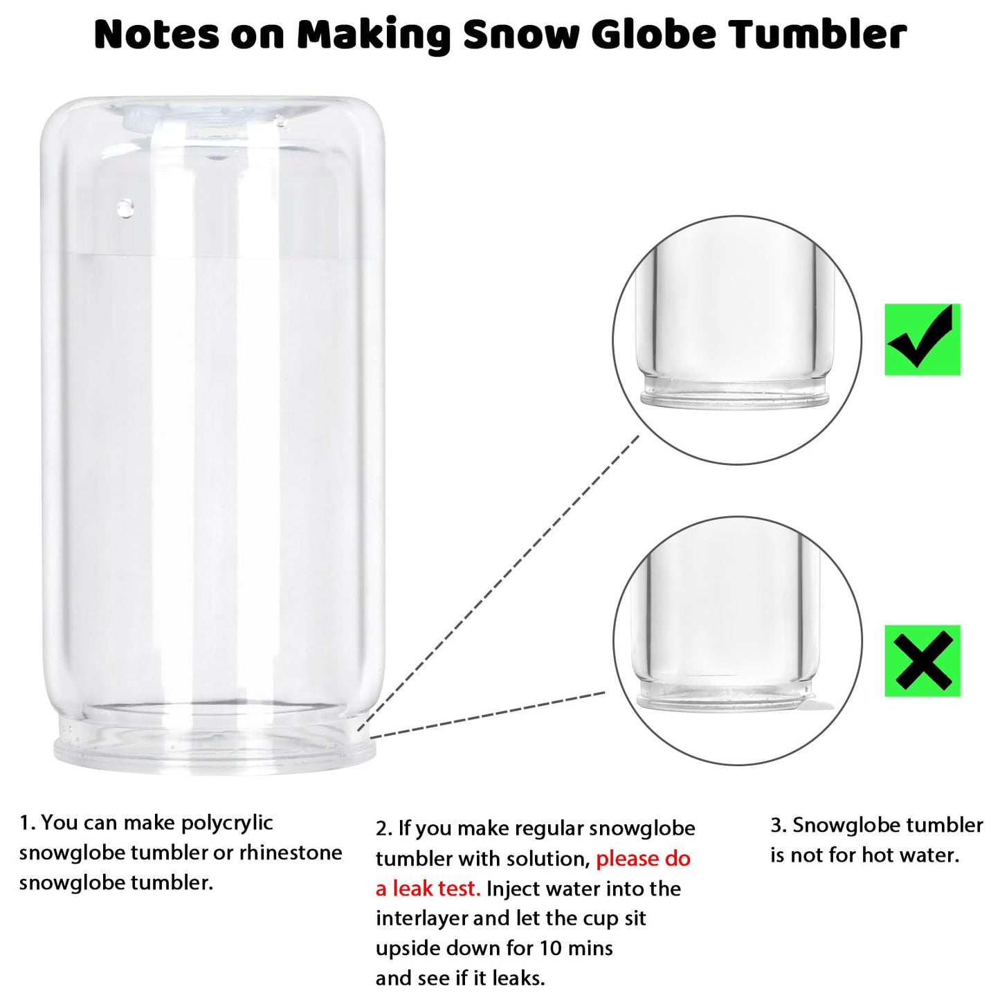 Tswofia 8 Pack plastic Snow Globe Tumbler, 16 Oz Double Wall Plastic Can with Lid and Straw, Plastic Mason Jar Mug for Snow Globe Glitter DIY Gift (Clear)