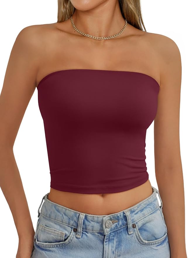 AUTOMET Tube Tops Strapless Crop Tops Basic Backless Sleeveless Bandeau Going Out Cute Summer Clothes Spring Outfits 2026
