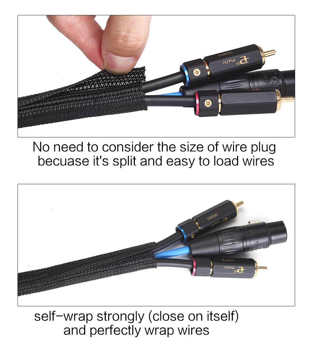 Alex Tech 20Ft - 1.5 Inch Cord Protector Wire Loom Tubing Cable Sleeve Split Sleeving For Usb Cable Power Cord Audio Video Cable
