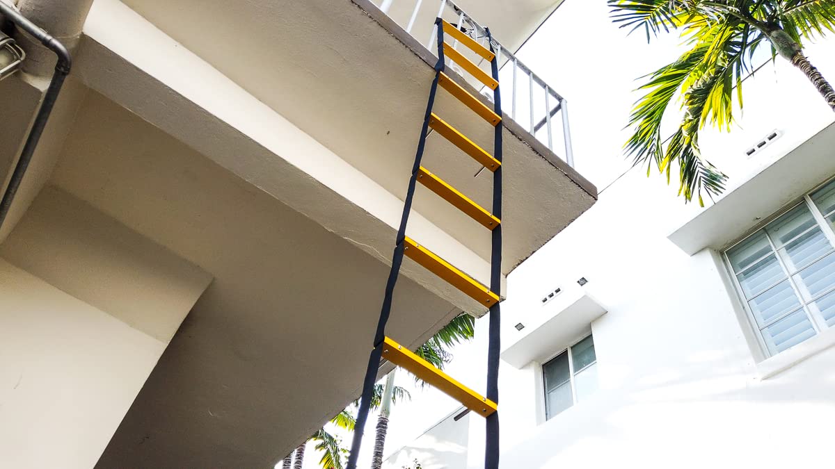 Fire Escape Ladder 2 Story 13 ft | Rope Ladder Fire Escape for Homes Two-Story | Portable, Foldable & Compact | Emergency Ladder Suitable for Balcony | Emergency Ladders for Second Floor House