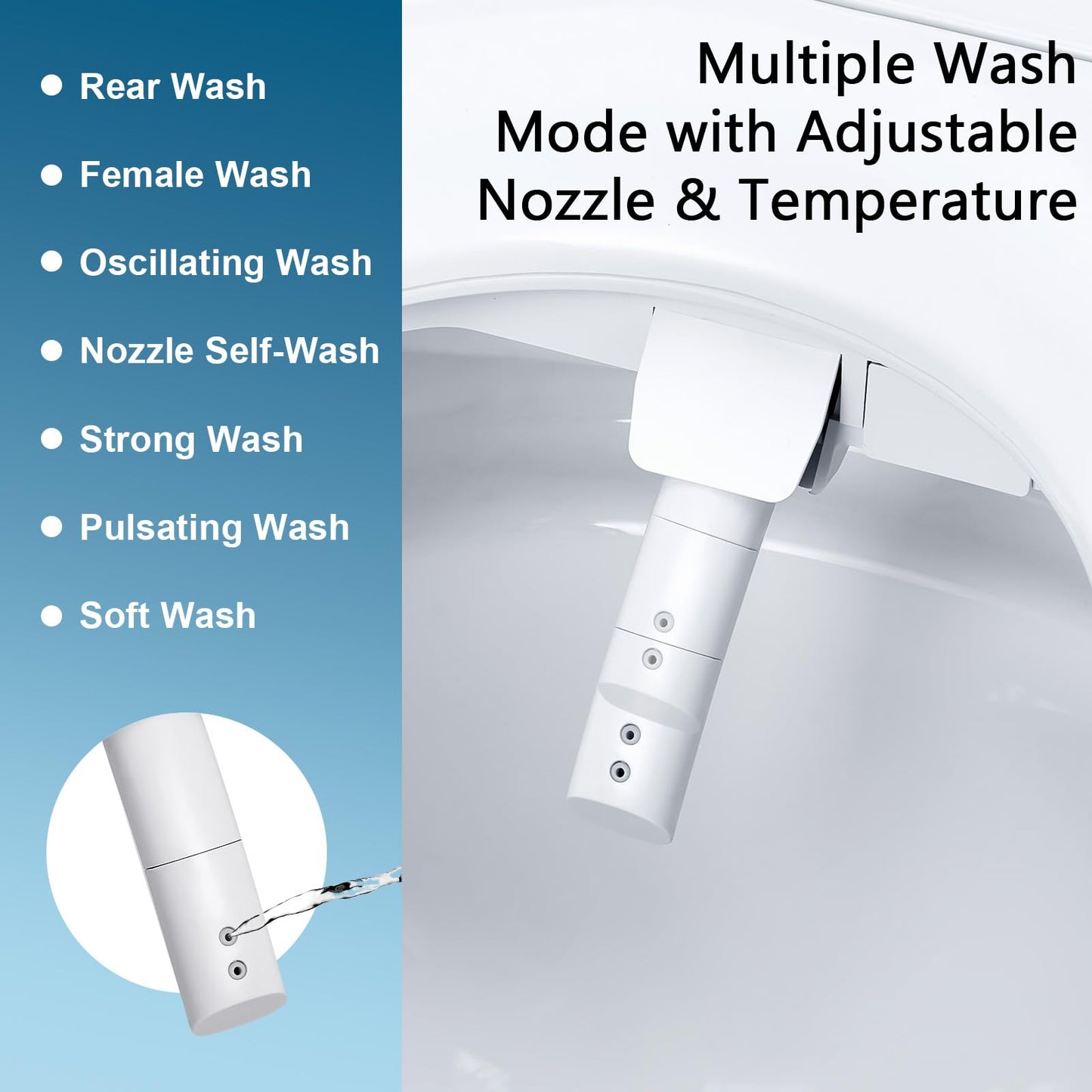 Electric Bidet Toilet Seat with Heated Seat, Endless Warm Water, Smart Bidet Toilet Seat Elongated, Separable Sittable Lid, Self-Clean Adjustable Nozzle | Wireless Remote | Quiet Operation