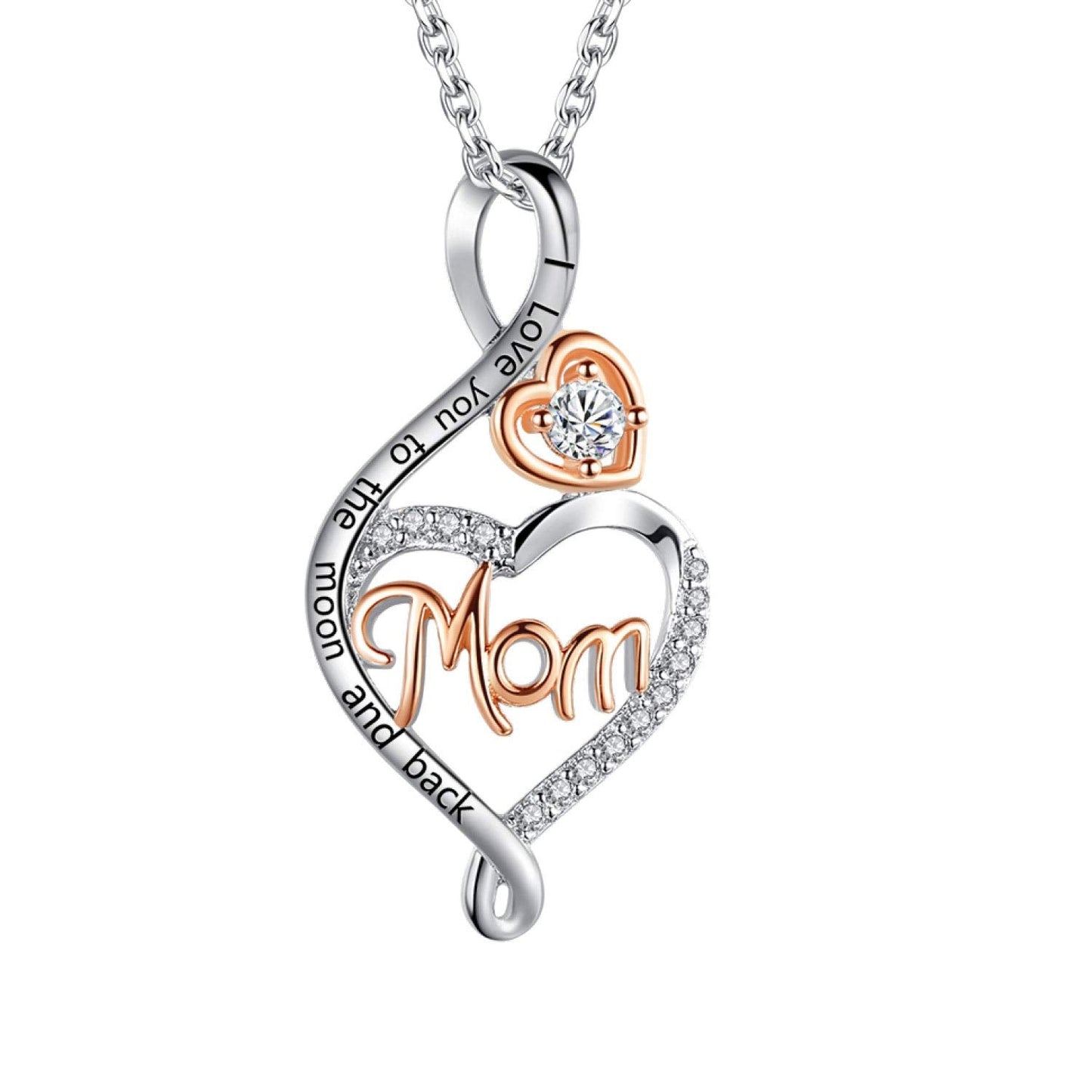 BFF&UNICORN Gifts for Mom, Silver Heart Infinity Necklaces for Women Wife,Birthday Mothers Day Jewelry Gifts for Mom from Daughter Son