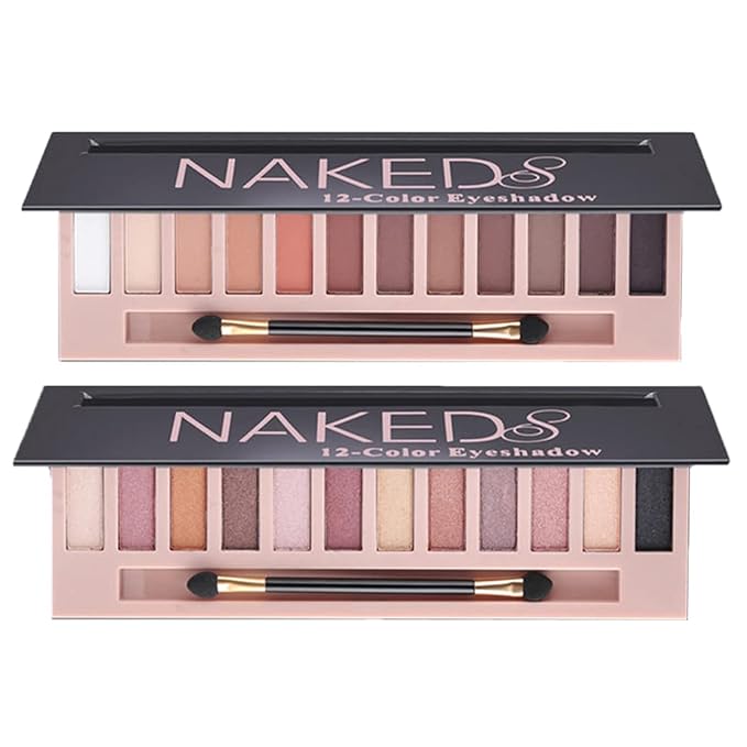 BestLand 2 Pack 12 Colors Makeup Nude Colors Eyeshadow Palette Natural Nude Matte Shimmer Glitter Pigment Eye Shadow Palle...