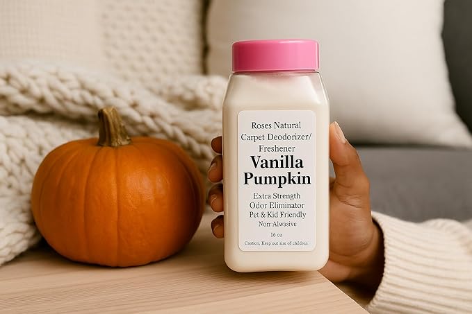 Vanilla Pumpkin Carpet Deodorizer and Freshener, Extra Strength Odor Eliminator, Pet and Kid Friendly, Non-Abrasive, 16 oz
