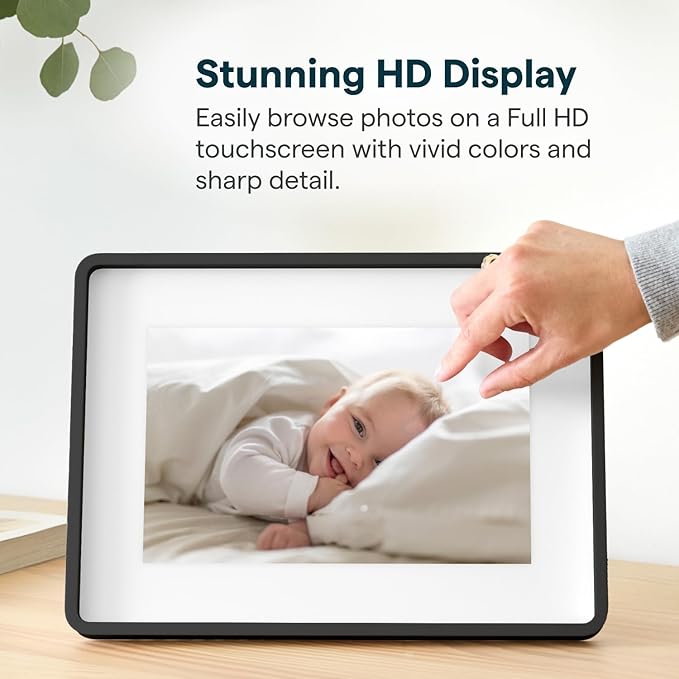 Skylight Digital Picture Frame 2 – 10" Full HD Wi-Fi Touch Screen, 16GB Digital Photo Frame, Load Photos & Videos Directly from Phone, Anti-Glare – Personalized Gifting, Charcoal Metal Shadow Box