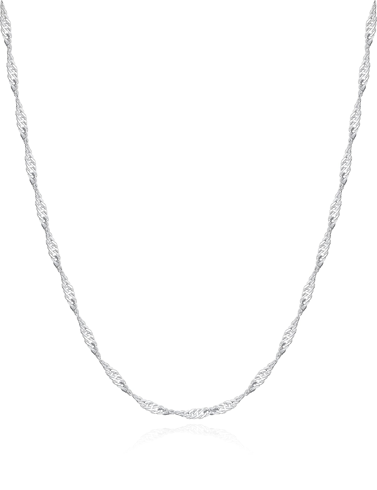 Waitsoul 925 Sterling Silver Singapore Chain Lobster Clasp 2mm Necklace for Women Silver Chain 26 Inches Gifts for Her