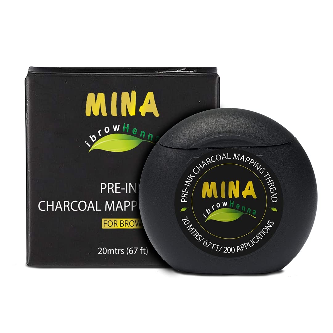 MINA ibrow Pre-Inked Microblading String for Eyebrow Mapping Bamboo Charcoal Thread Mess-Free Measuring Tool for Marking Symmetr