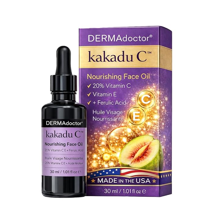 DERMAdoctor Vitamin C Oil for Face – Night Toner, Hydrating 20% Vitamin C Face Oil for Women Anti Aging with Vitamin E, Ferulic Acid & Marula Oils, Dermatologist Formulated, 1 Oz
