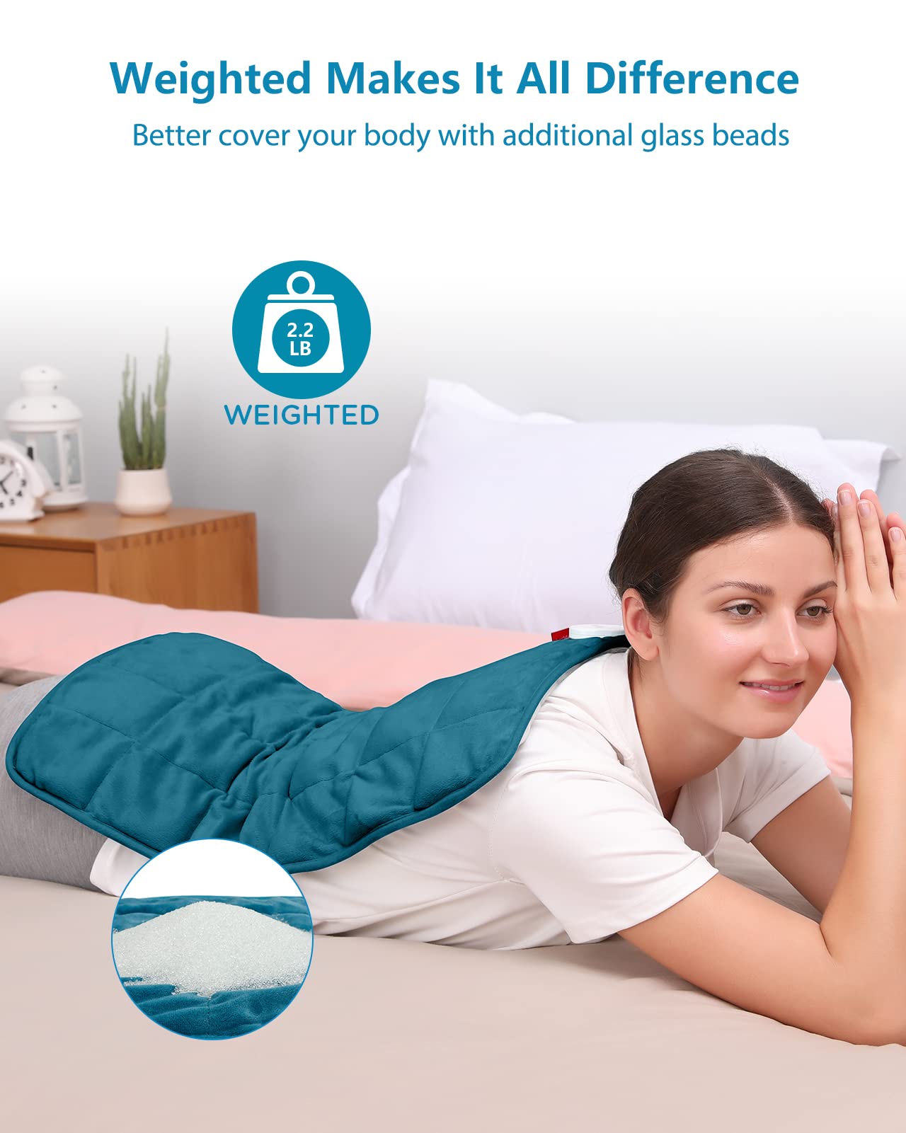 Comfytemp Weighted Heating Pad for Back & Period, FSA Eligible Electric Heat Pad, Valentines Day Birthday Gifts for Mom Dad Women Men, 2.2 lb HSA Approved Neck Shoulder Heated Pad, 2H Auto-Off, 12x24