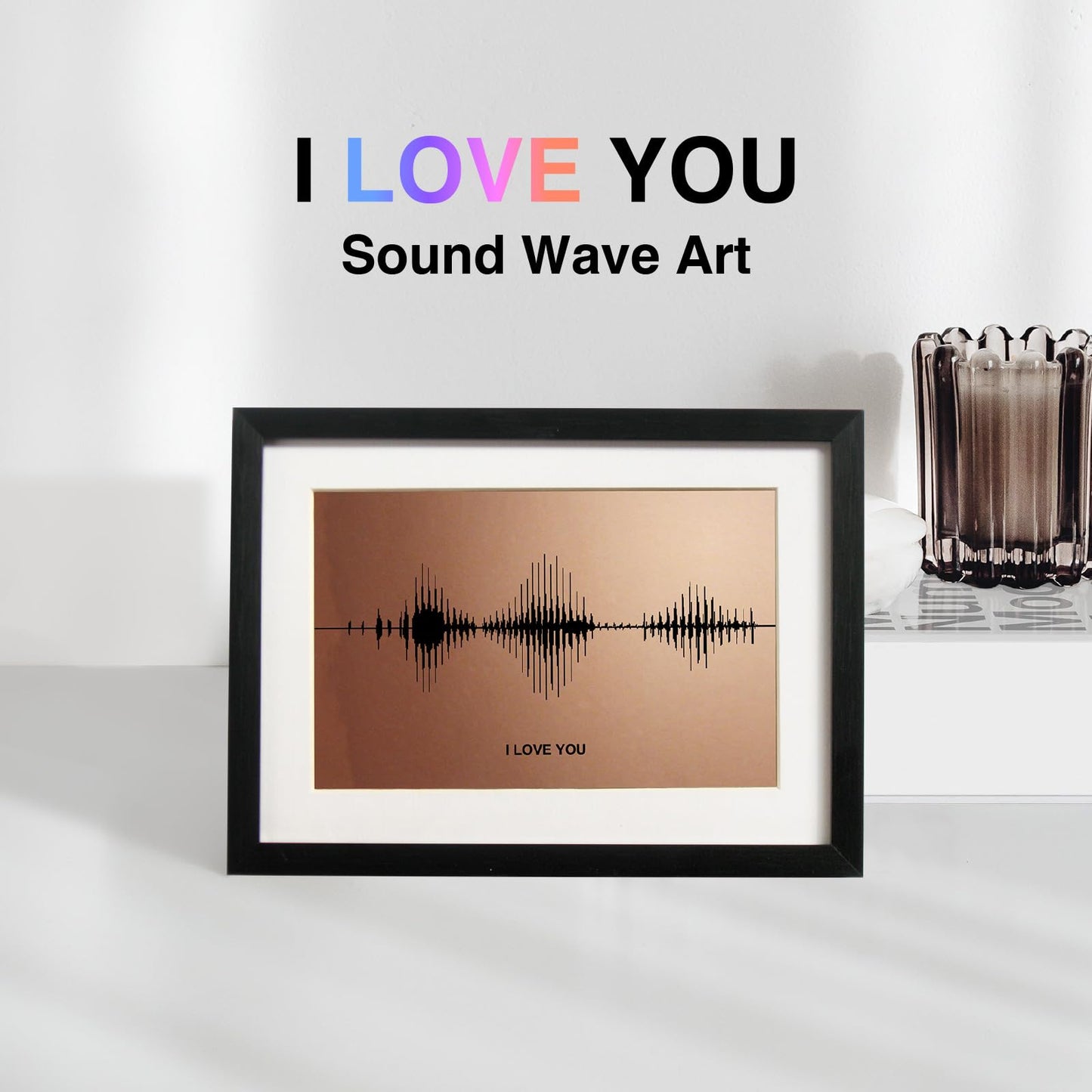 I Love You Soundwave Art, Visible Voice Print, Bronze 8th Anniversary Gift for her or him, Wife Gift from Husband, Husband Gift from Wife, Valentines Day Christmas Gift