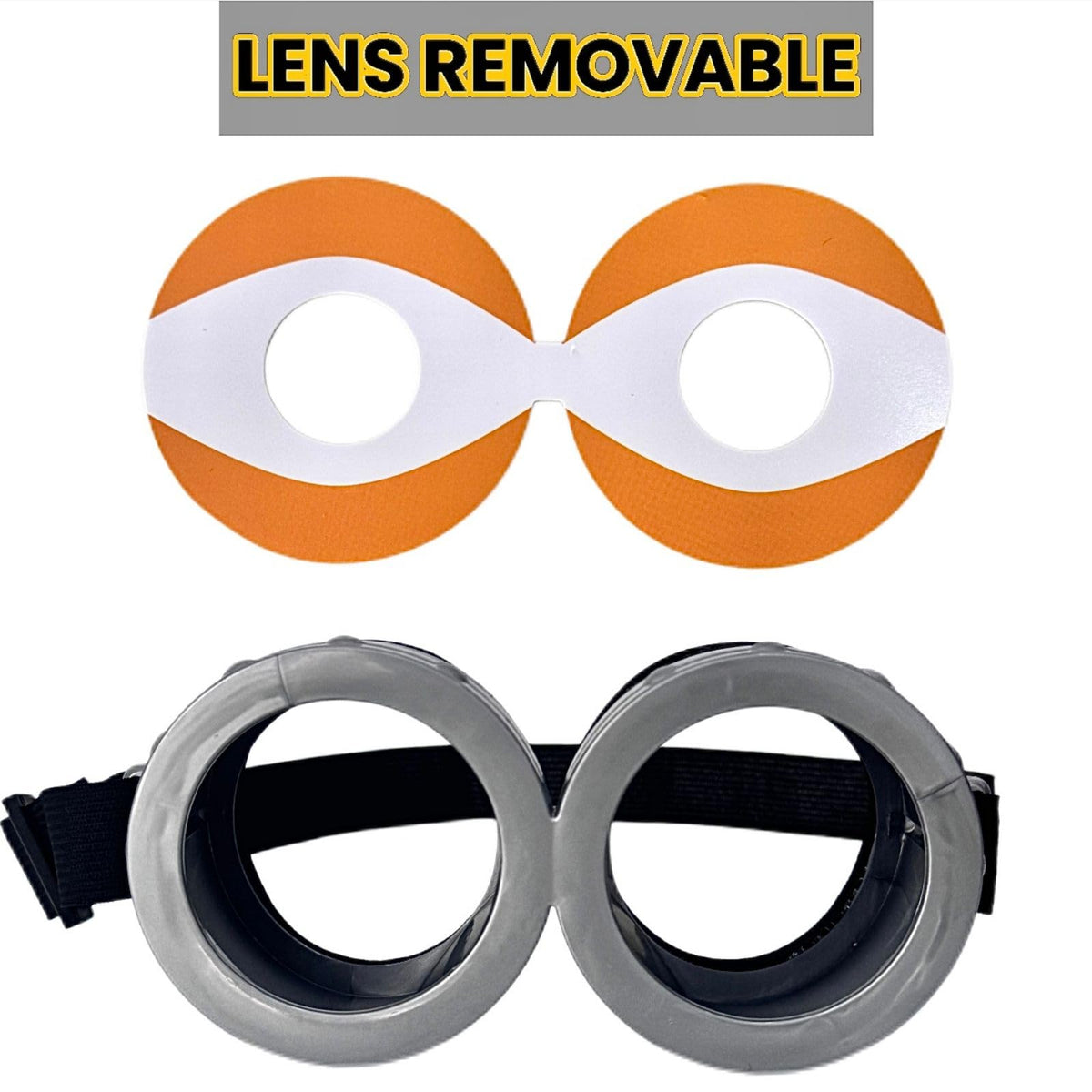 Gushijieju 3Pcs Halloween Costumes Accessories for Men Women Adult Cosplay, Goggles Glasses Yellow Hat Black Gloves