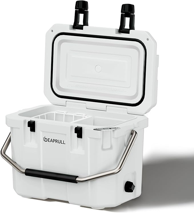 Hard Cooler, Insulated Ice Chest Box Holds Ice for More Days, Portable Cooler with Handle, Cup Holders, Double Latches for...
