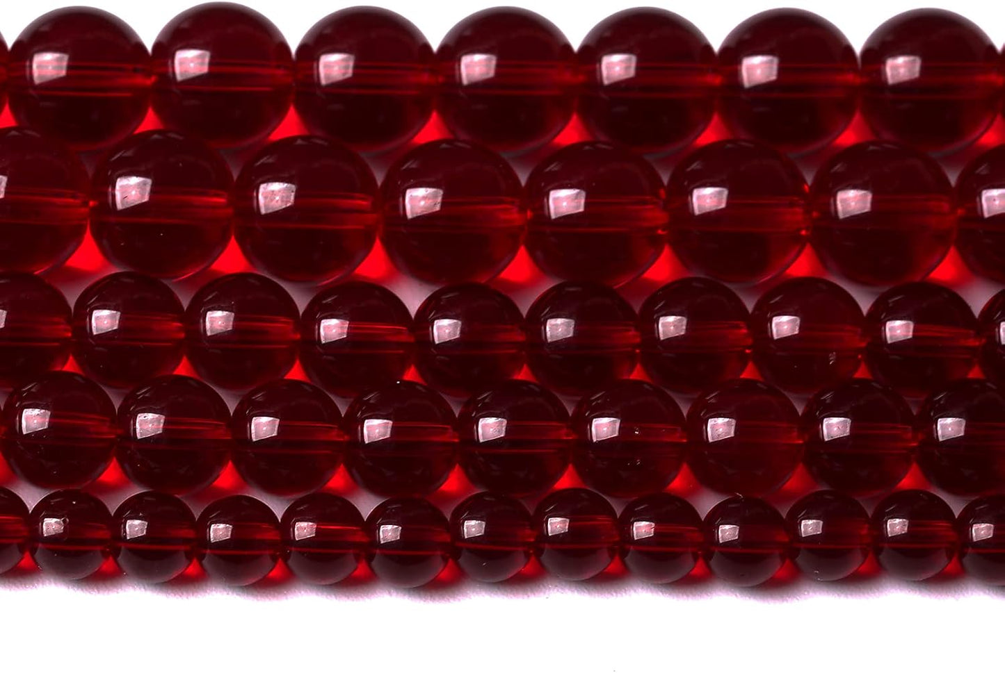 Smooth Garnet Red Glass Crystal Round Loose BeadsFor Jewelry Making DIY Bracelet Necklace Accessories 8mm 51pcs 15" Strand (Garnet Red Glass, 8mm)