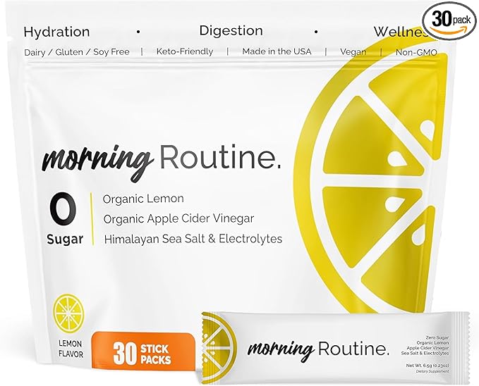 ROUTINE Morning Daily Hydration | Electrolyte Powder Packets with Apple Cider Vinegar, Lemon, and Sea Salt | Keto & Paleo-...