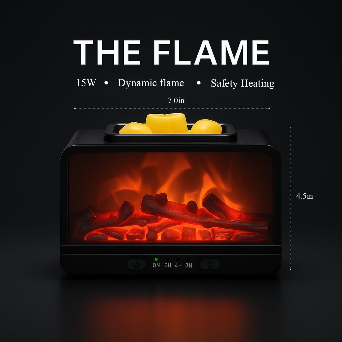 MeplLivs Dynamics Flame Fireplace Electric Wax Melt Warmer PTC Heating Plate Monochromatic Wax Burner Fragrance Wax Warmer for Home Office Gifts & Decor(Black)