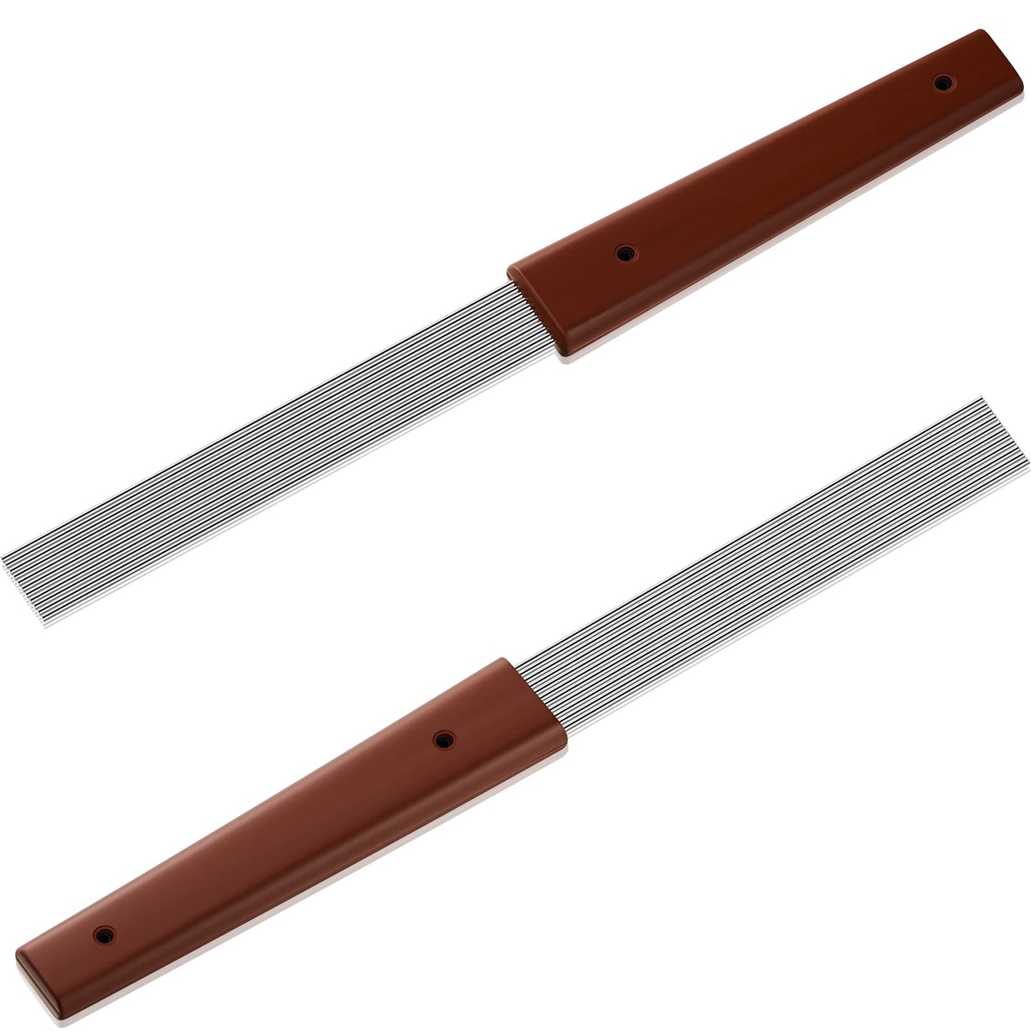 Yeshone 2 Pcs Guira Dominicana Guiro Comb 12 Inch Professional Guiro Instrument Scraper Stainless Steel Percussion Equipped with