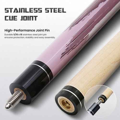 Big Cat Paint Brush Pool Cue Stick - Grade A Canadian Maple, 12.5mm Professional Leather Tip, 58” Length, Premium Billiard Cue for Adults – Home or Tournament Play - 19oz, Paint IV Regal Amethyst