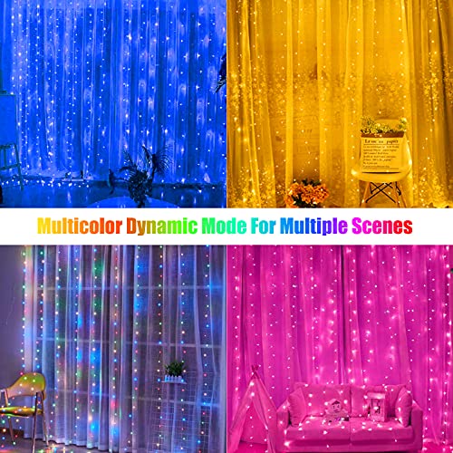 16 Colors Changing Curtain Lights - 250 LED 9.8 X 8.8 FT Fairy String, 7 Modes Twinkle with Remote, Backdrop Wall Hanging ...
