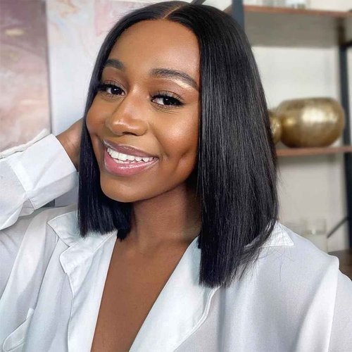 ISEE Hair M Cap 9x6 Bob Wig Human Hair Glueless Wigs Pre Plucked Pre Cut HD Lace Front Glueless Wigs Human Hair 180% Density Short Straight Bob Wigs for Black Women 10 inch