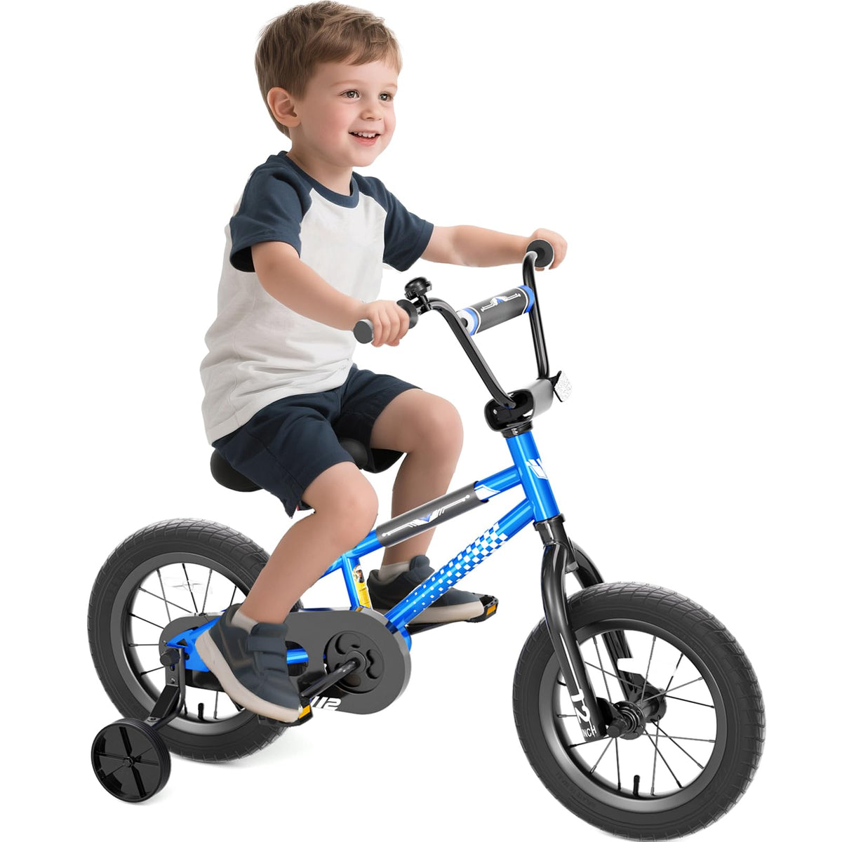 XJD 12 14 16 Inch Kids Bike BMX Style Bicycle with Training Wheels Coaster Brake for 1-10 Years Old Toddlers Boys Girls Multiple Colors (Blue, 12 Inch)