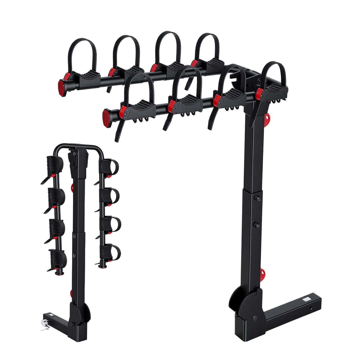 Koarigo Bike Rack for Car, Bike Rack Hitch Mount with 2'' Hitch Receiver, Bike Racks for SUV Truck Minivans with Dual Lock, 165 LBS Capacity for 2/3/4 Bikes, Tiltable & Foldable, Easy Assembly, Black
