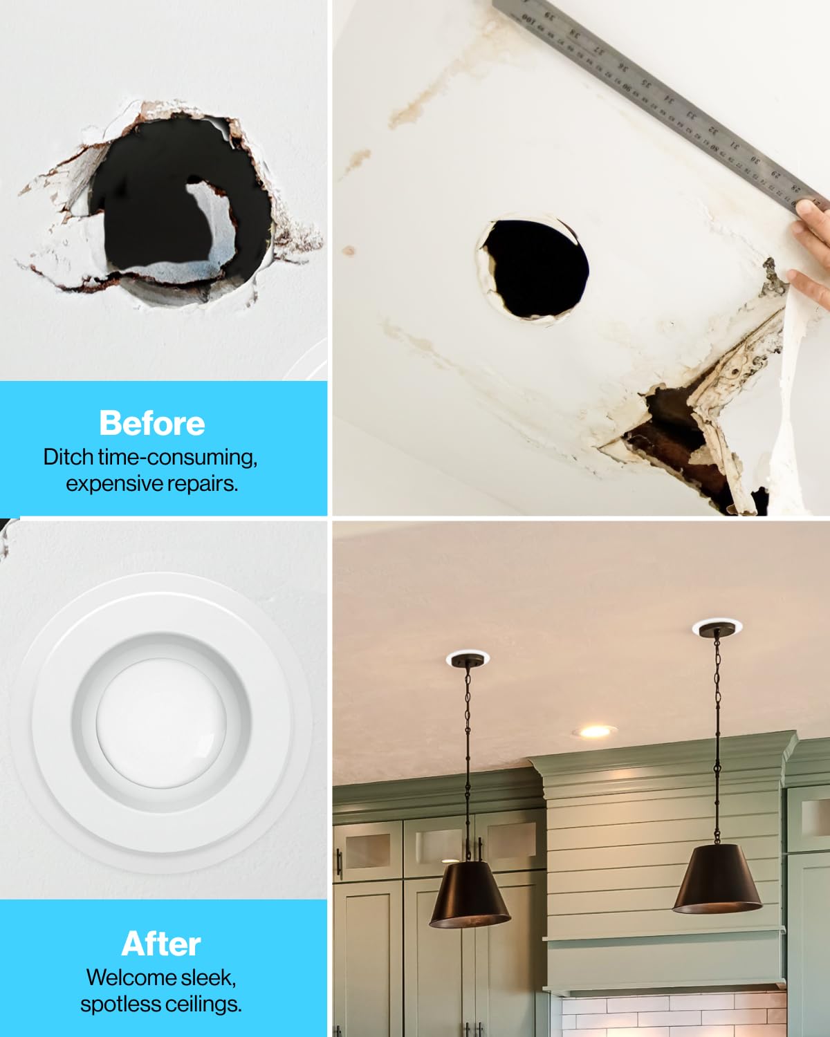 Sunco 100 Pack Goof Rings for 6 Inch Recessed Lights, Flush Mount White Can Light Trim Ring Cover, Outer Diameter 8.6 Inch, Inner Diameter 6.2 Inch, Paintable Surface, Matte Finish.