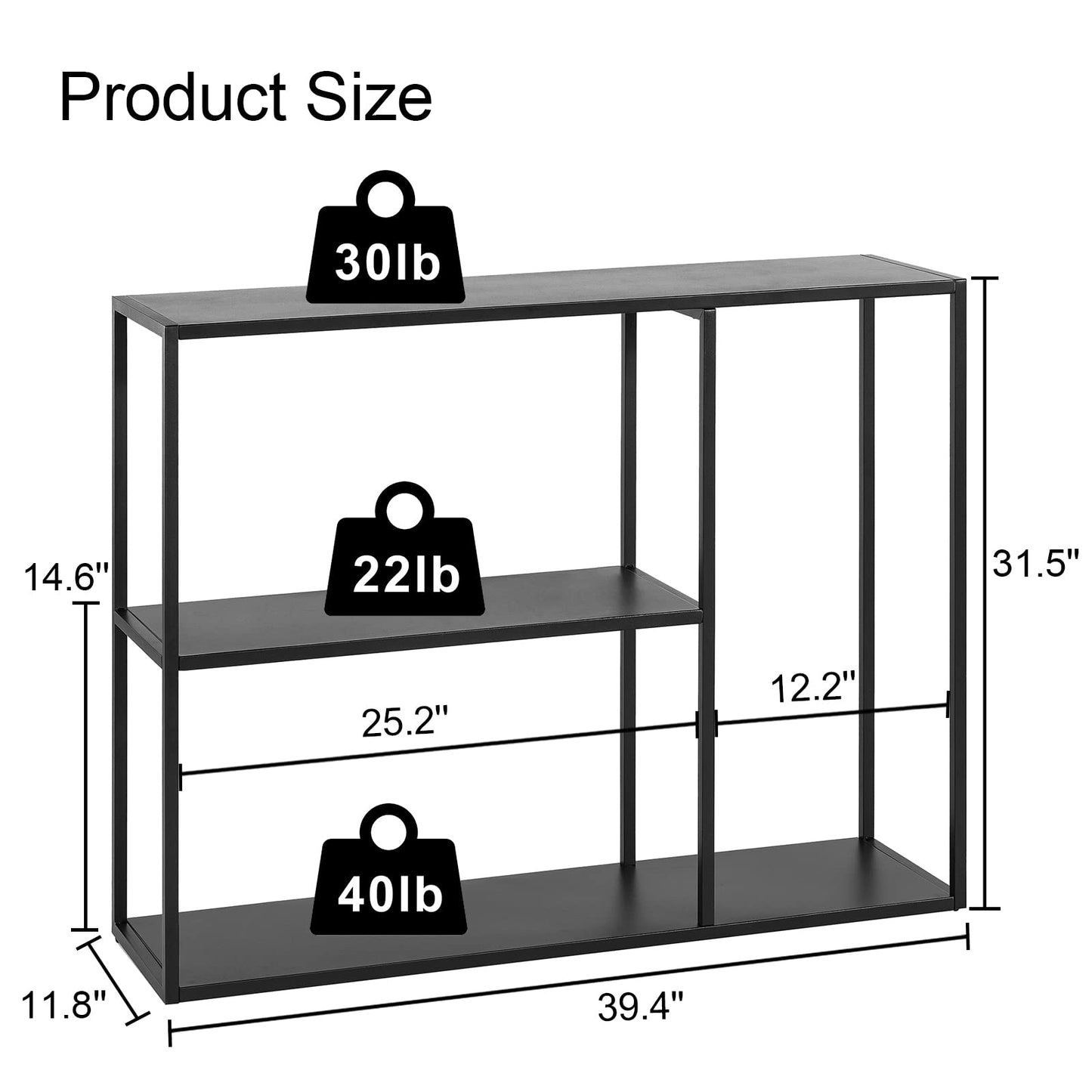 DCLRN Metal Industrial Console Table,Sofa Table Entrance Table Narrow Long with Storage Rack for Entrance,Foyer,Hallway,Sofa,Living Room,Bar,Kitchen(Black)