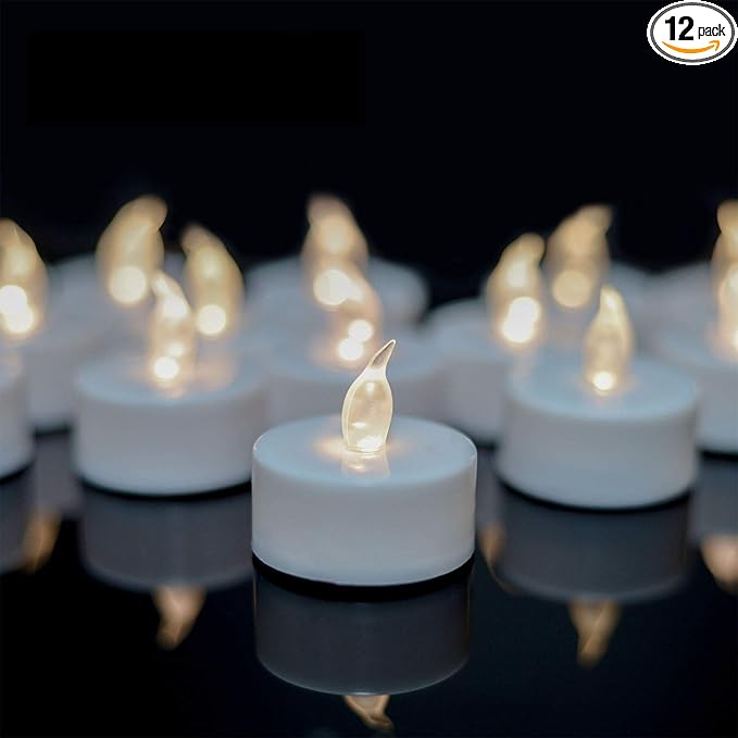 YIWER Battery Tea Lights Candles - LED Tea Lights 200 Hours Pack of 12 (Warm White)