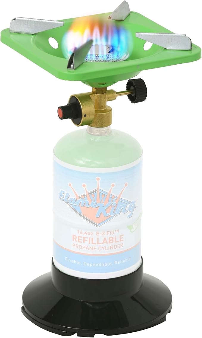 Flame King YSNVT-508 Portable BottleTop Camping Stove with Stable Lightweight Base Stand, Great for Outdoor Cooking, Backp...