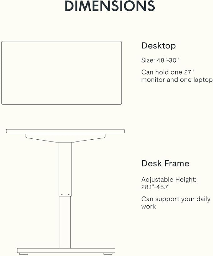 FLEXISPOT EN1 One-Piece Standing Desk with 1-Inch Thick Desktop, 48"x30" Electric Height Adjustable Desk for Home Office & Multi-Device Workstations, Gray Wood