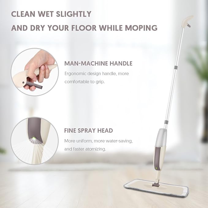 Spray Wet Mops for Hardwood Floor Cleaning: MEXERRIS Dust Dry Mop with 3 Washable Pads for Swiffer Powermop - Wood Floor Mop with Spray Home Commercial Use for Hardwood Laminate Ceramic Tiles