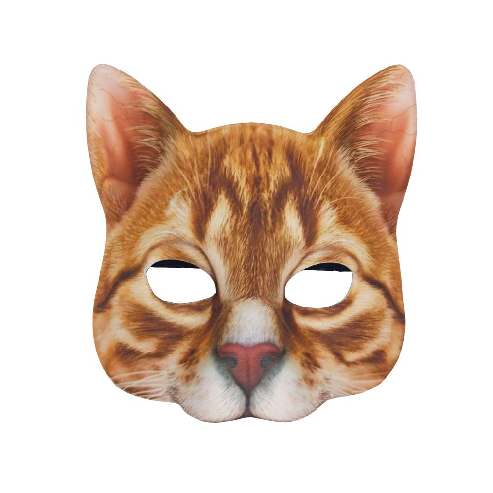 Valpeak 3D Cat Mask, Cat Headband, and Funny Cat Socks with cat Tails (Orange cat three-piece)